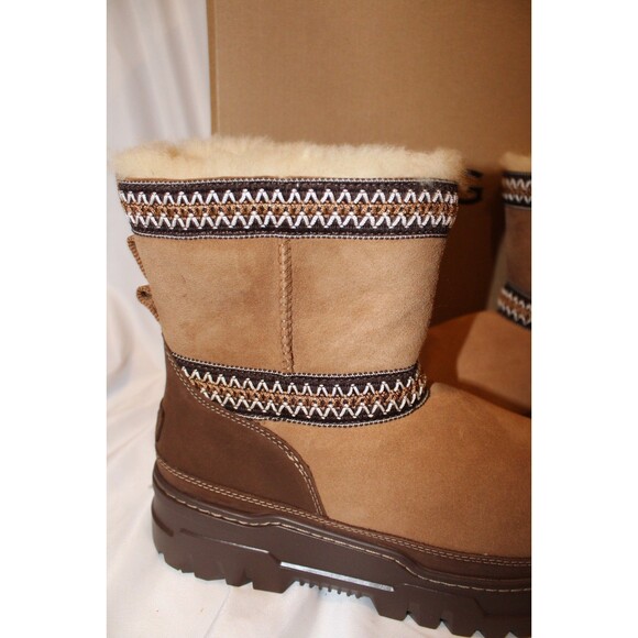 UGG CLASSIC MINI TRAILGAZER CHESTNUT LEATHER WATERPROOF BOOTS WOMEN - Picture 4 of 9